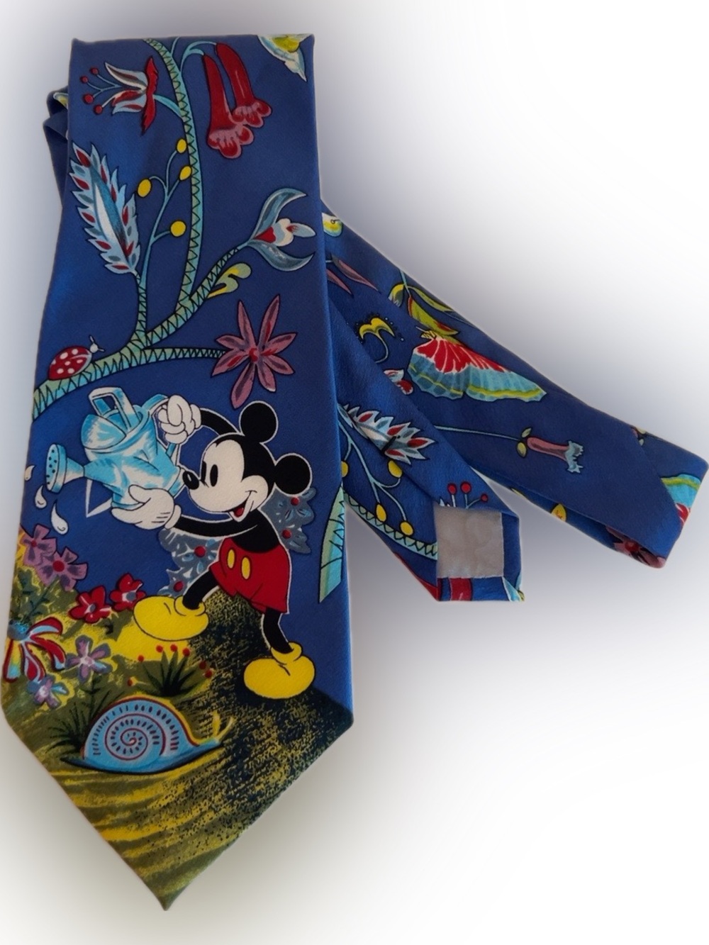 Disney Mickey Mouse Gardening Silk Tie Balancine Blue Floral